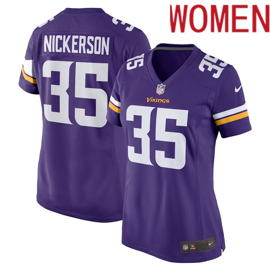 Women Minnesota Vikings #35 Parry Nickerson Nike Purple Home Game Player NFL Jersey->women nfl jersey->Women Jersey